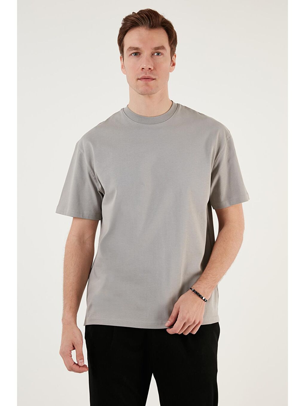 Buratti Gri Pamuklu Relaxed Fit Sıfır Yaka Tişört 5905446 - 2