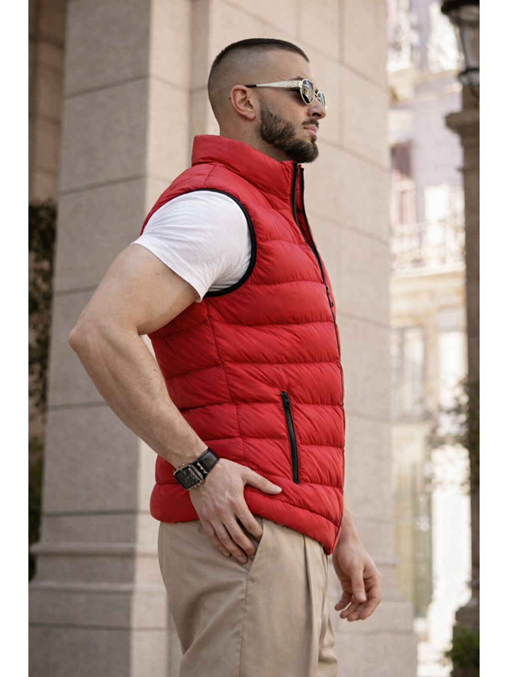 Erkek Kışlık Astarlı Basic Kırmızı Şişme Yelek-4