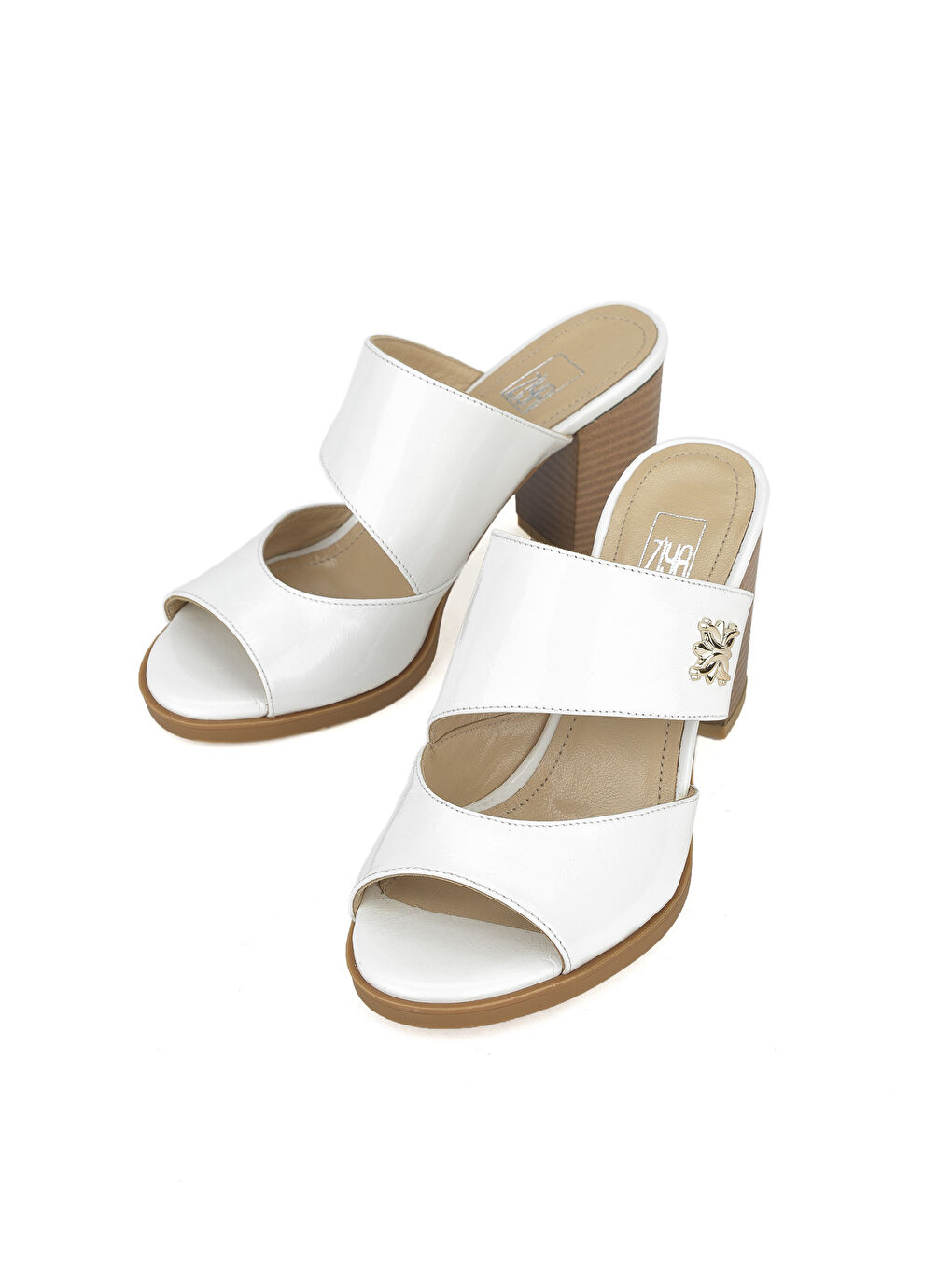 Kadın Hakiki Deri Topuklu Terlik 1411003Z2439 Beyaz