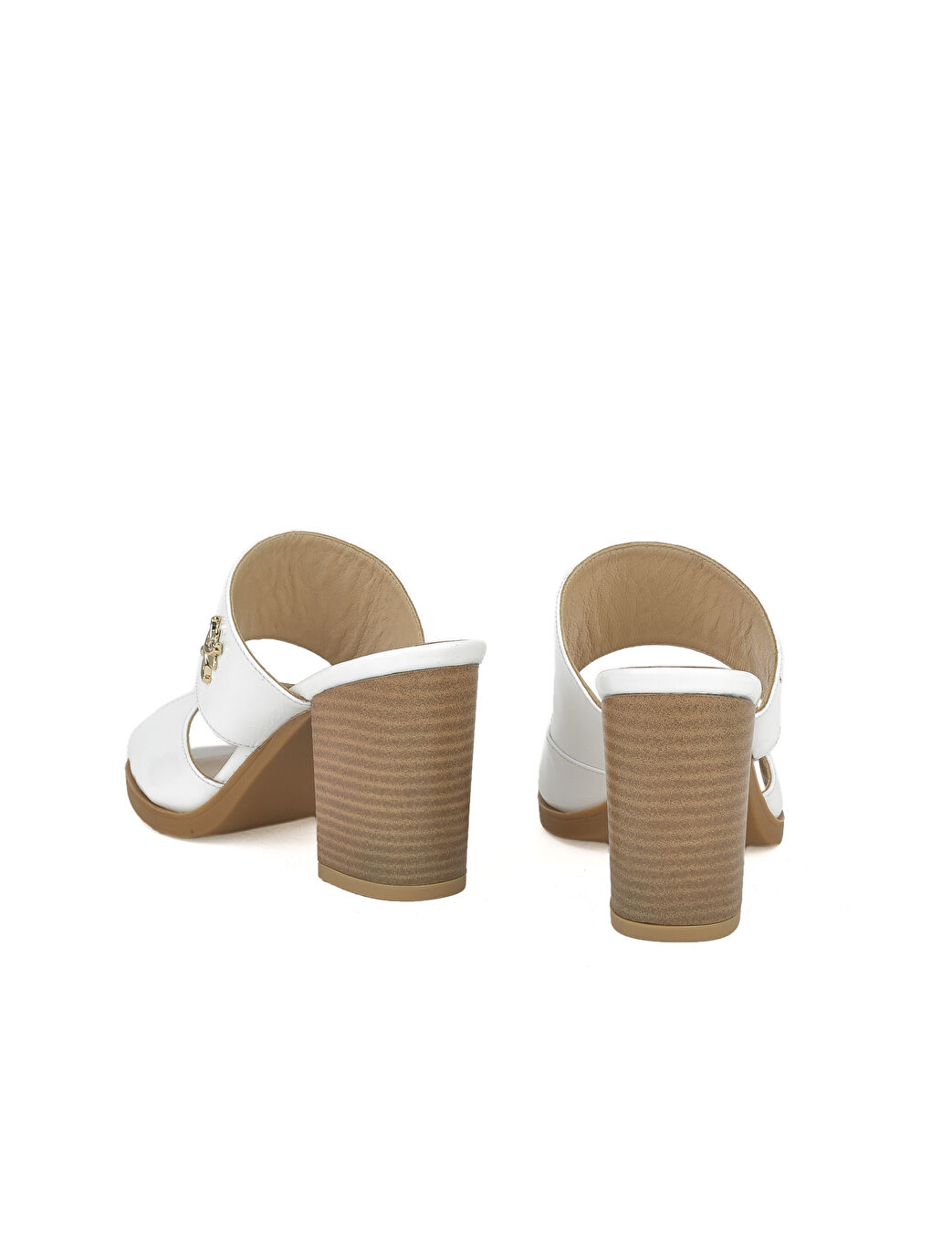 Kadın Hakiki Deri Topuklu Terlik 1411003Z2439 Beyaz-1