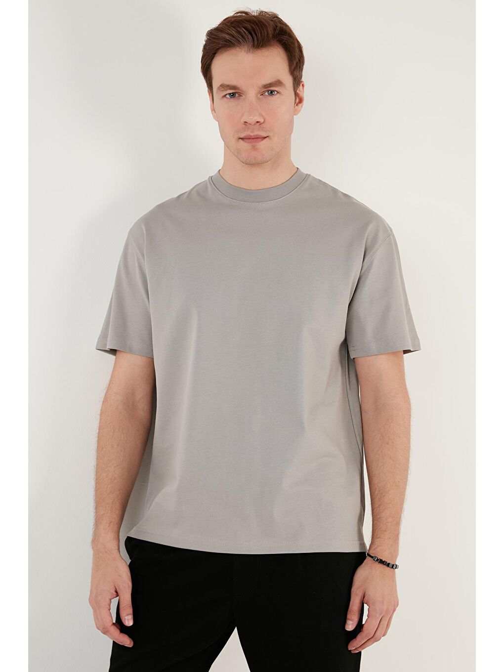 Buratti Gri Pamuklu Relaxed Fit Sıfır Yaka Tişört 5905446 - 3