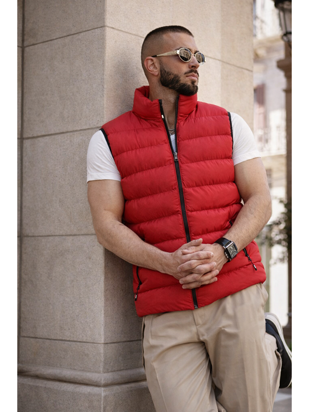 Erkek Kışlık Astarlı Basic Kırmızı Şişme Yelek-5