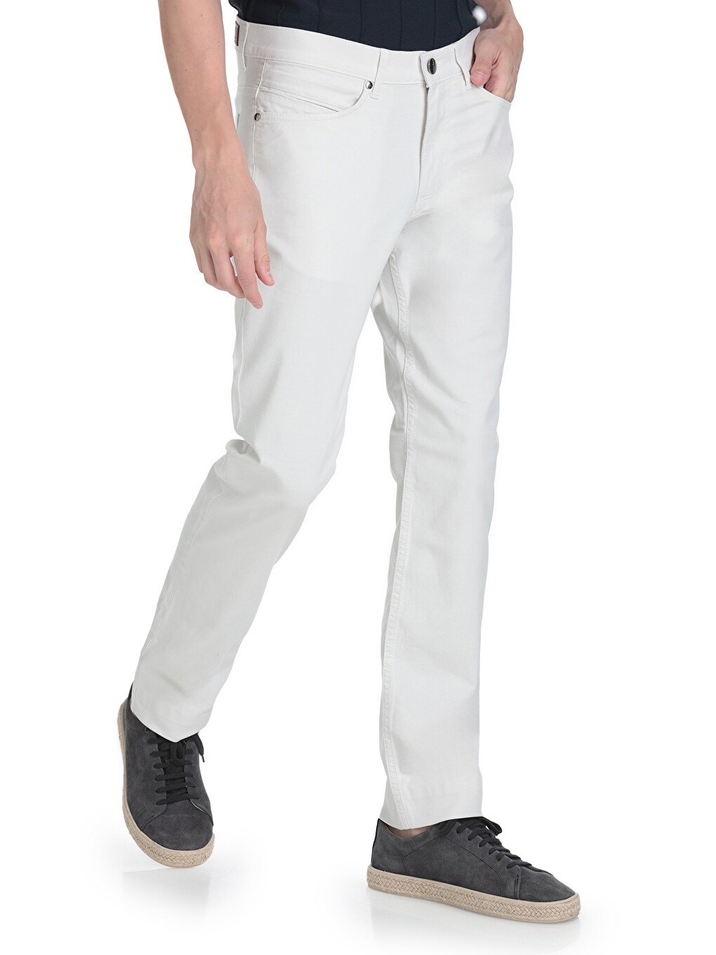 Bej Taş Regular Fit Pamuklu 5 Cep Kanvas Pantolon-2
