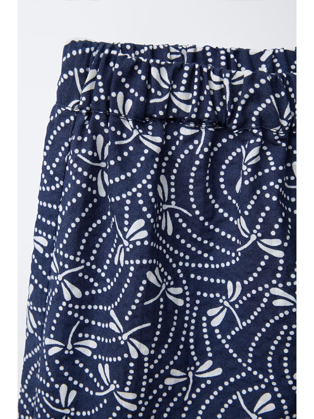 Beyaz Unisex Çocuk Pamuklu Lacivert Desenli T-Shirt Ve Şort Takım-2