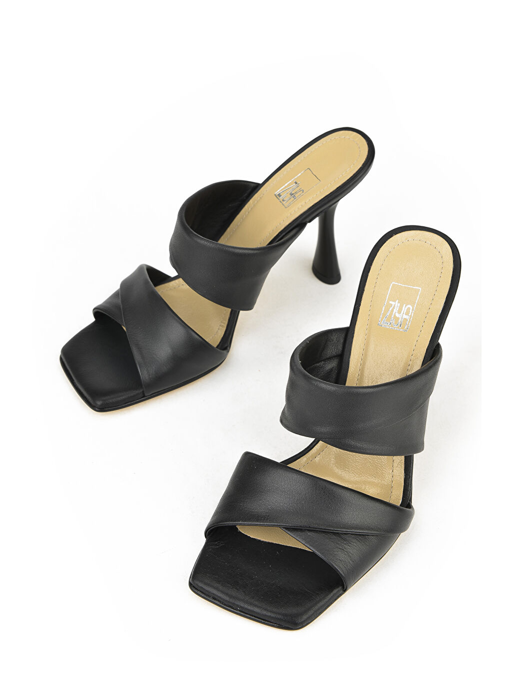 Kadın Hakiki Deri Topuklu Terlik 1411003Z2433 Siyah