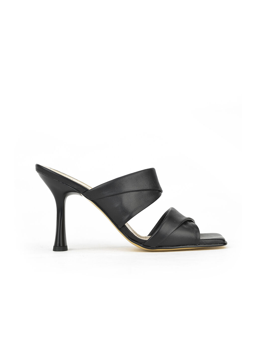 Kadın Hakiki Deri Topuklu Terlik 1411003Z2433 Siyah-3