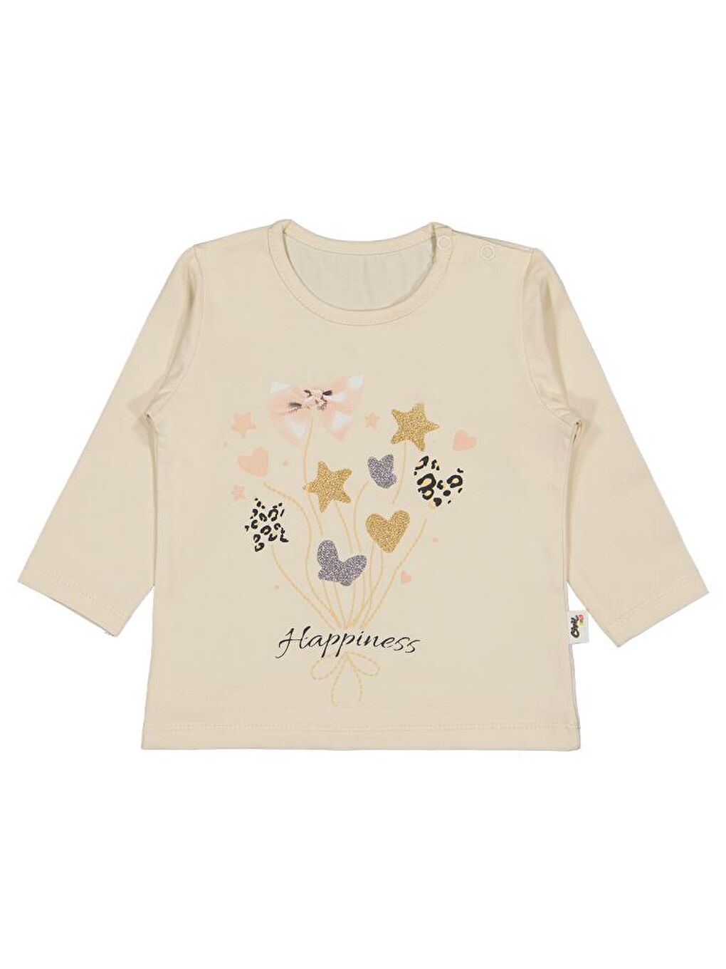 Bej Baby Yıldız Kalp Baskılı 6-18 Ay Sweatshirt