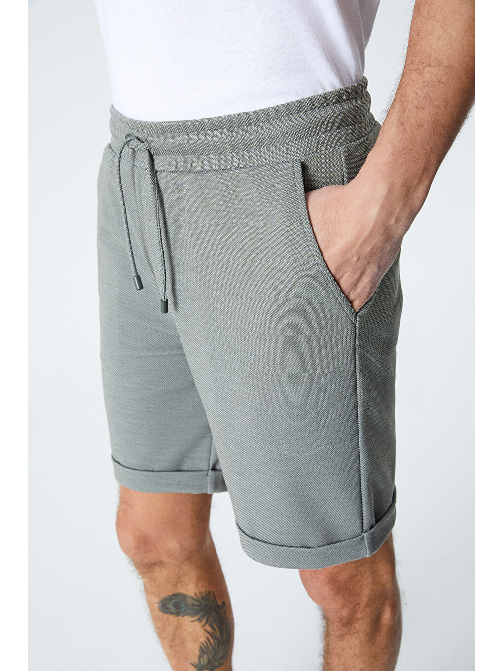 Ardıan Erkek Comfort Fit Cepli Kordonlu Lastikli Bel Yeşil Şort & Bermuda-1