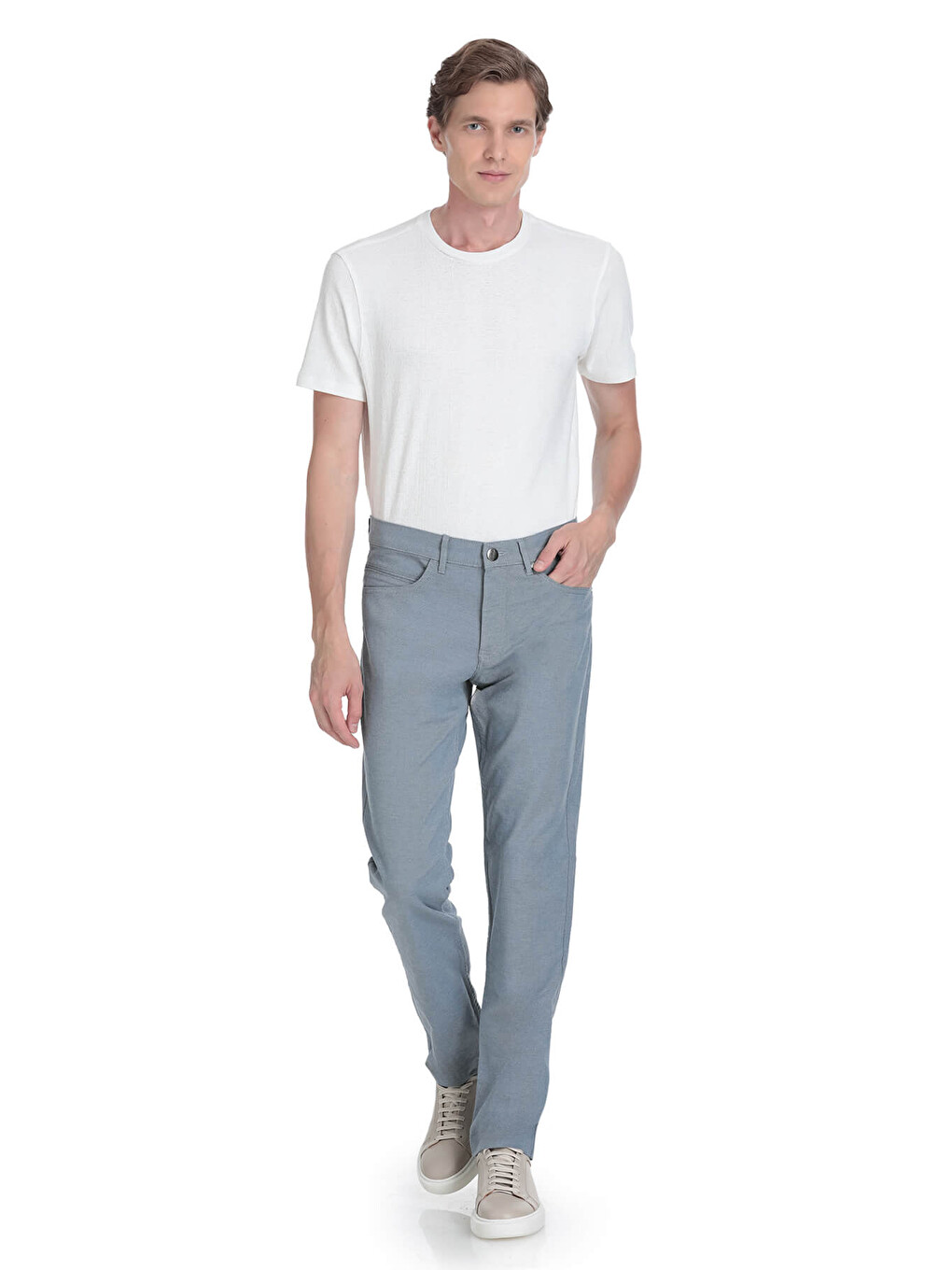 Lacivert Regular Fit Pamuklu 5 Cep Kanvas Pantolon-1