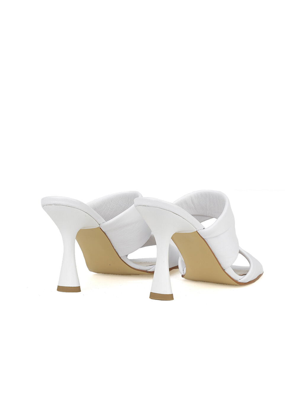 Kadın Hakiki Deri Topuklu Terlik 1411003Z2433 Beyaz-1