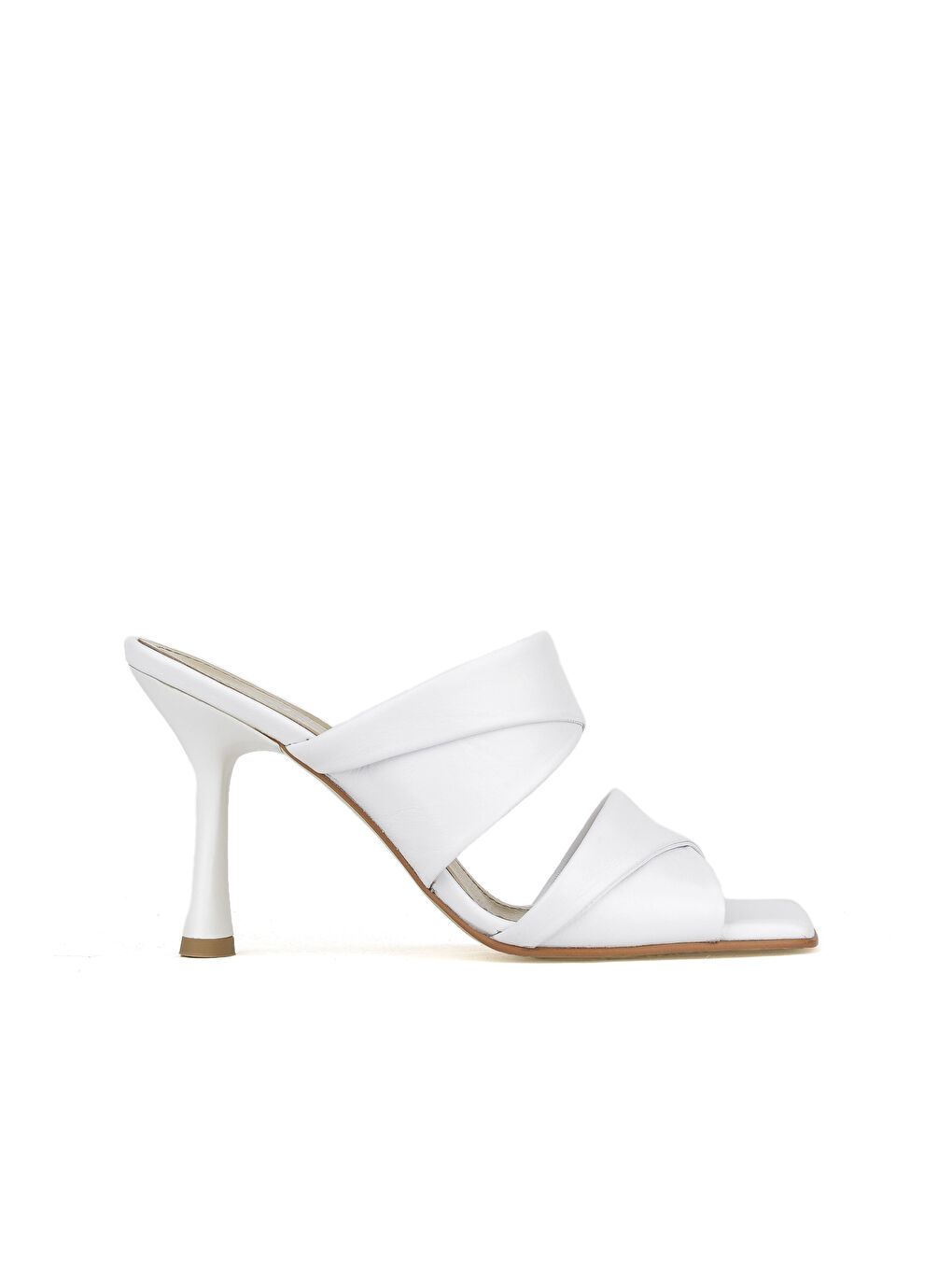 Kadın Hakiki Deri Topuklu Terlik 1411003Z2433 Beyaz-3