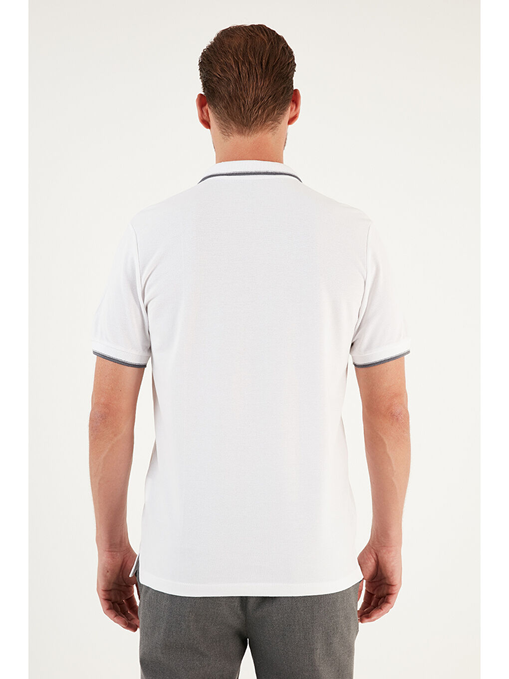 Siyah Pamuklu Slim Fit Şerit Detaylı Düğmeli Polo Yaka 3'lü Paket %100 Pamuk Tişört 5902118S3-5