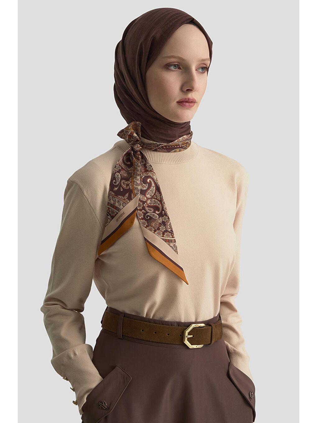 Kahverengi Twilly Fular 9304D 21-3