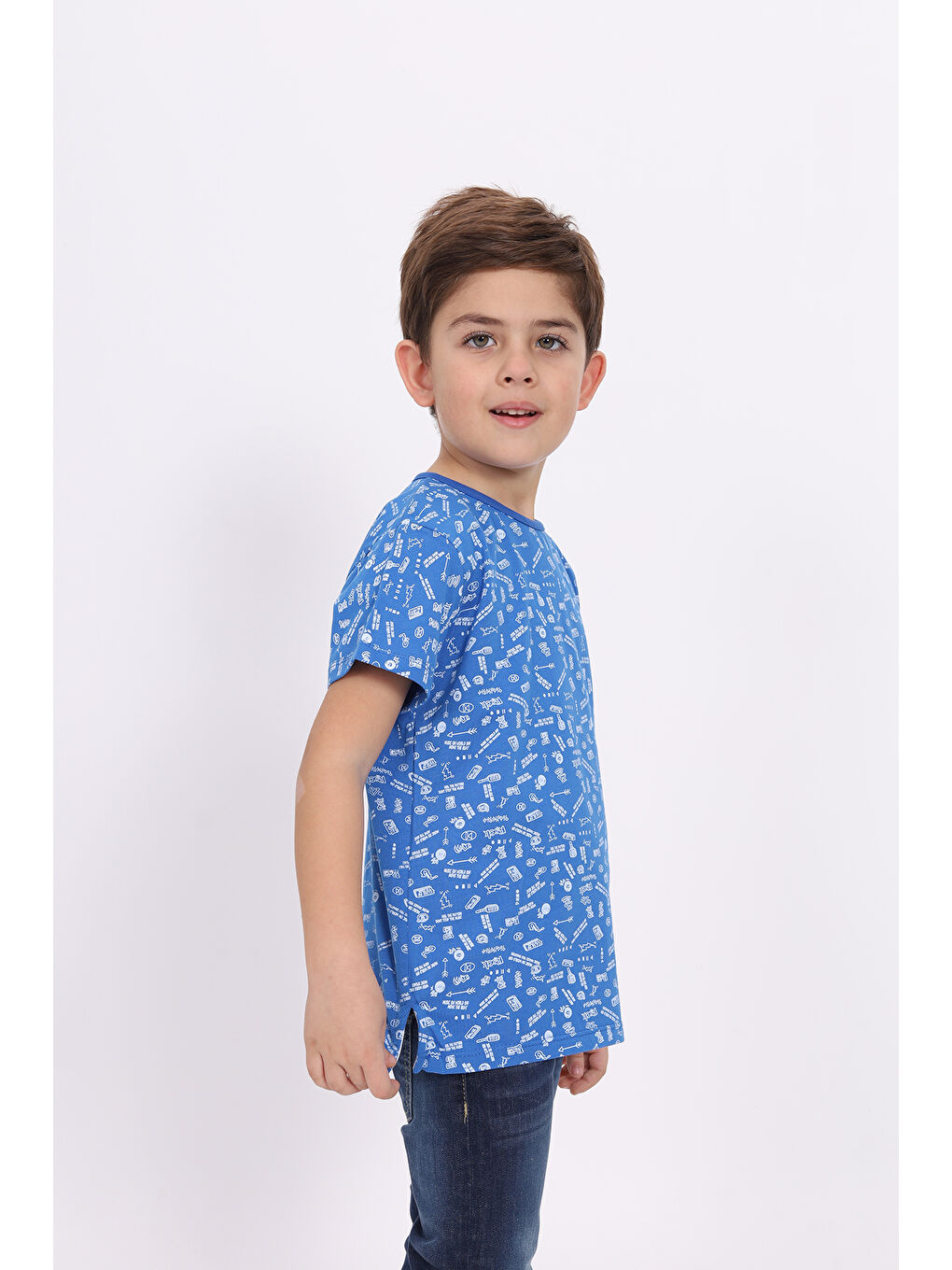 Mavi Erkek Çocuk Komple Baskılı Tişört-2