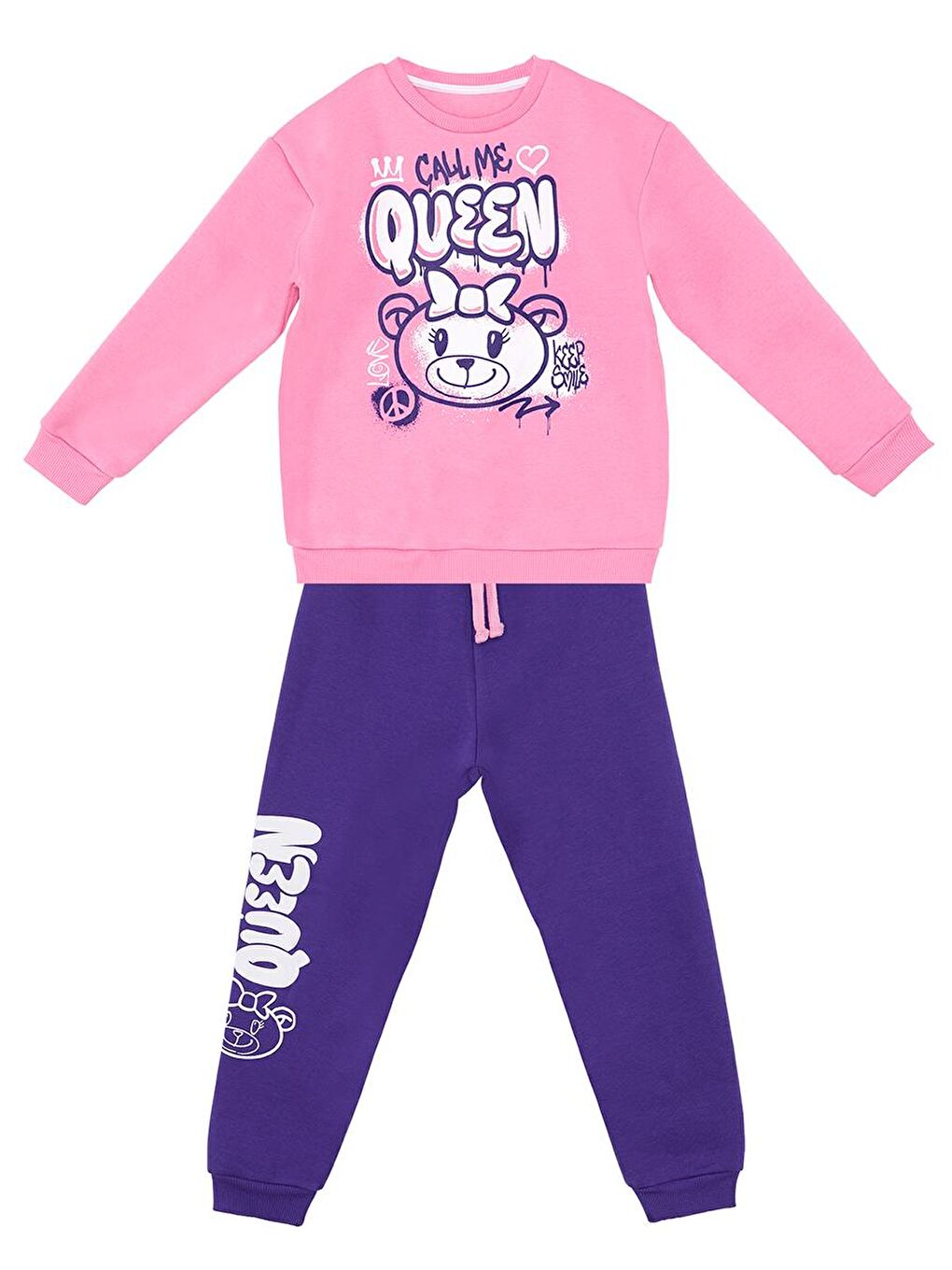 Denokids Pembe Queen Bear Kız Çocuk Eşofman Takım - 2