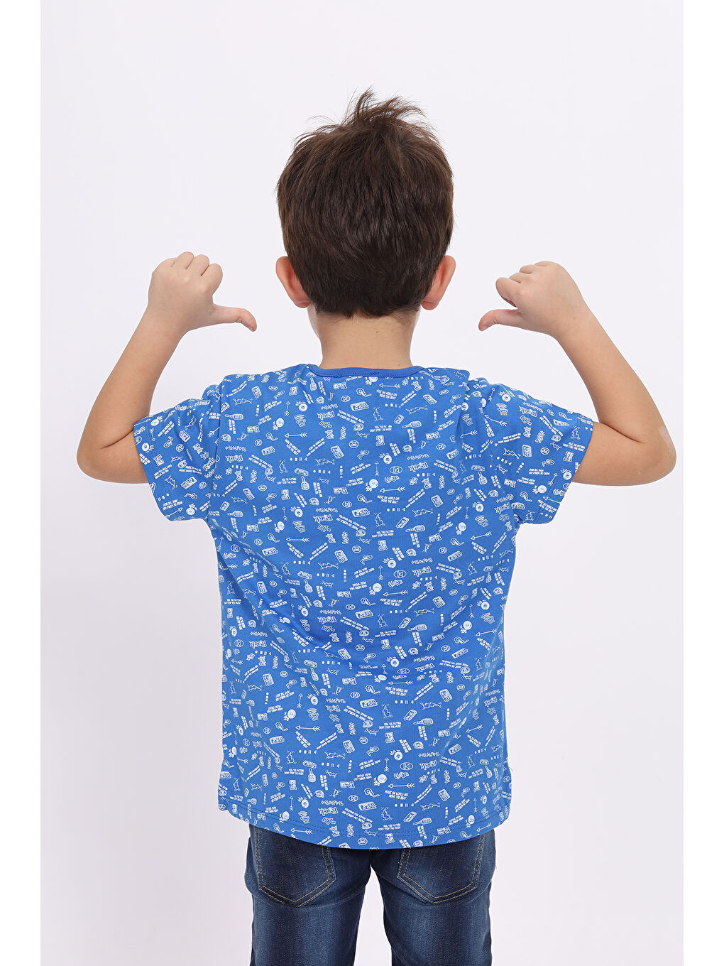 Mavi Erkek Çocuk Komple Baskılı Tişört-3
