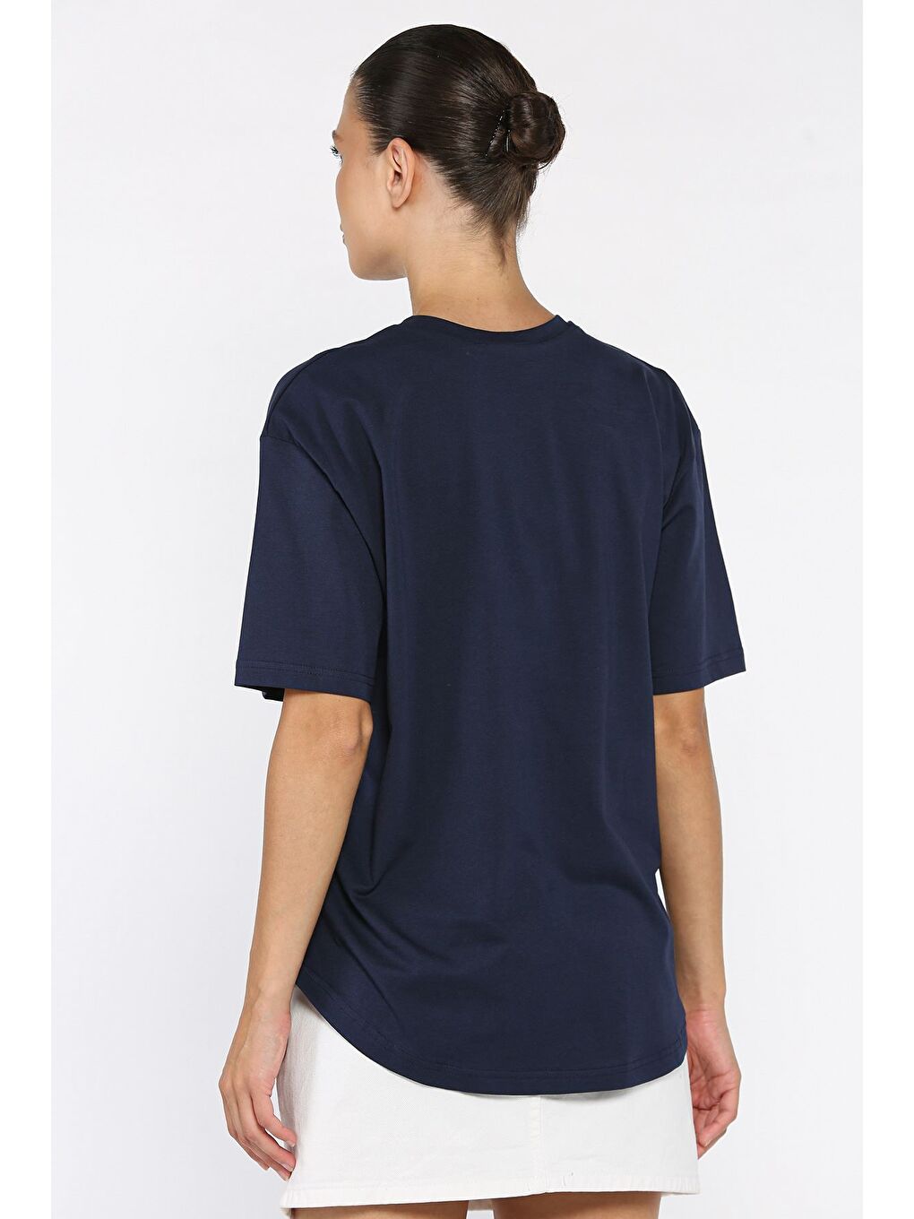 Lacivert Baskılı Salaş Basic Tişört-2