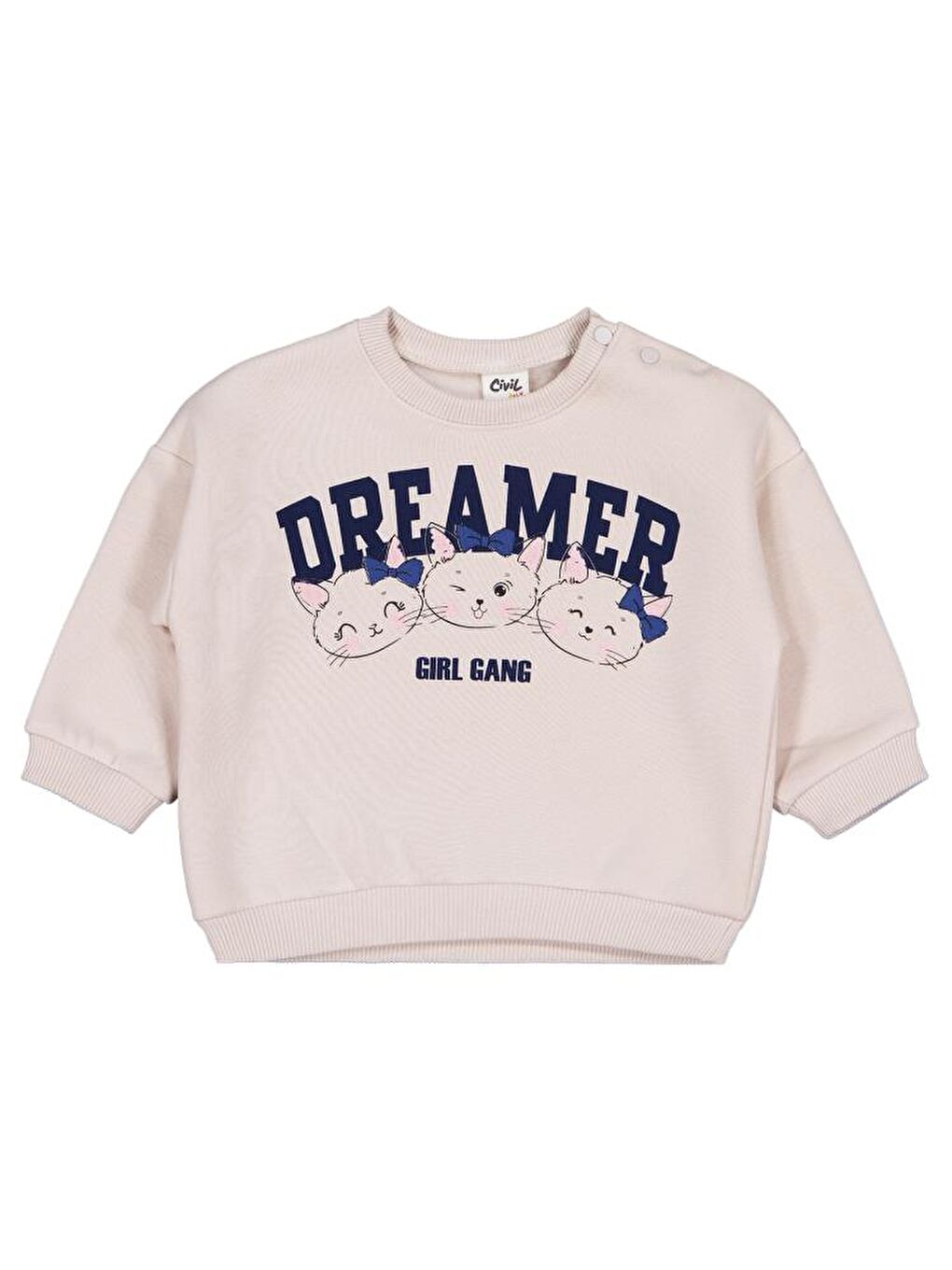 Bej Baby Ayıcık Baskılı Çizgili 6-18 Ay Sweatshirt