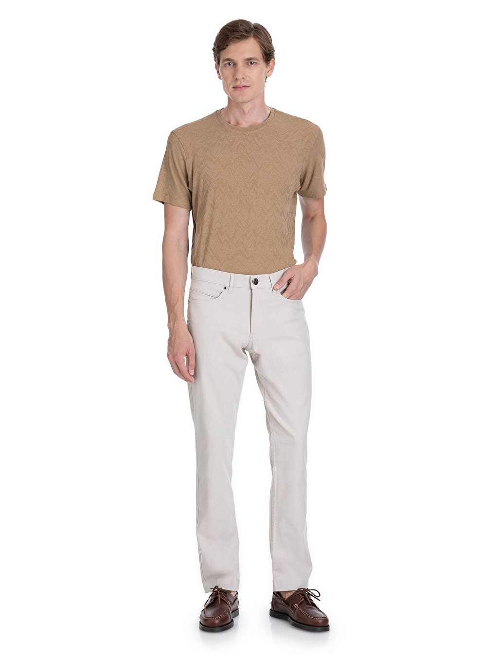 Bej Regular Fit Pamuklu 5 Cep Kanvas Pantolon-1