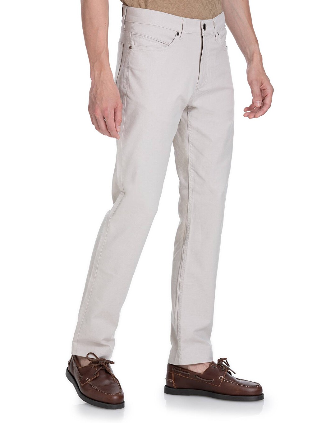 Bej Regular Fit Pamuklu 5 Cep Kanvas Pantolon-2