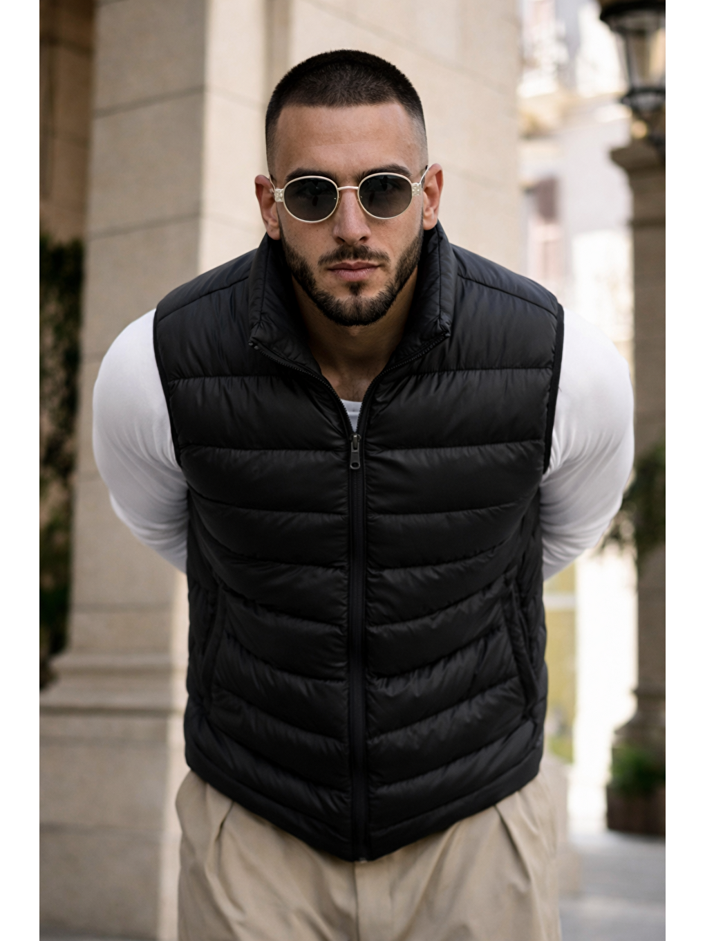 Erkek Kışlık Astarlı Basic Siyah Şişme Yelek-1