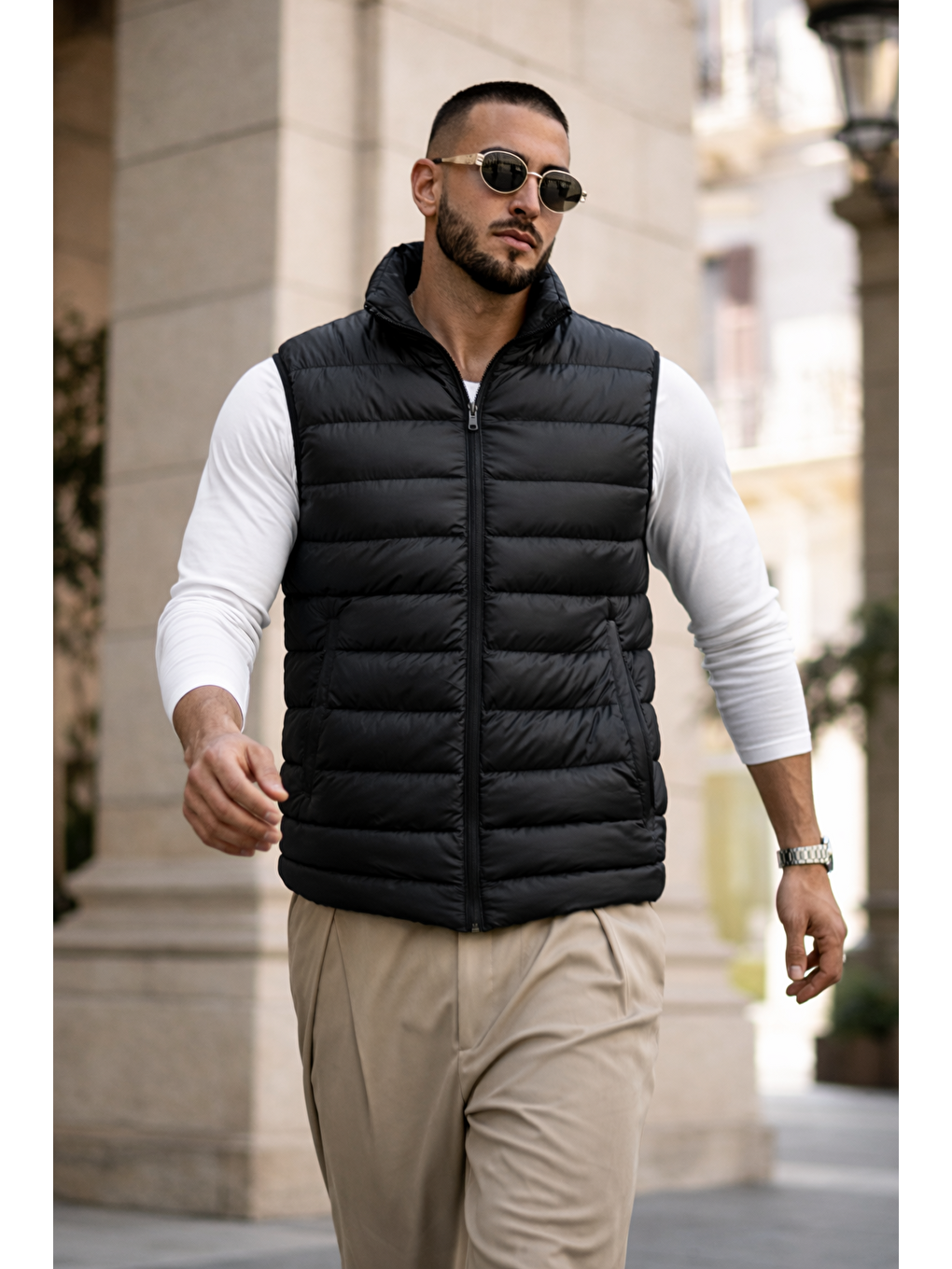 Erkek Kışlık Astarlı Basic Siyah Şişme Yelek-2