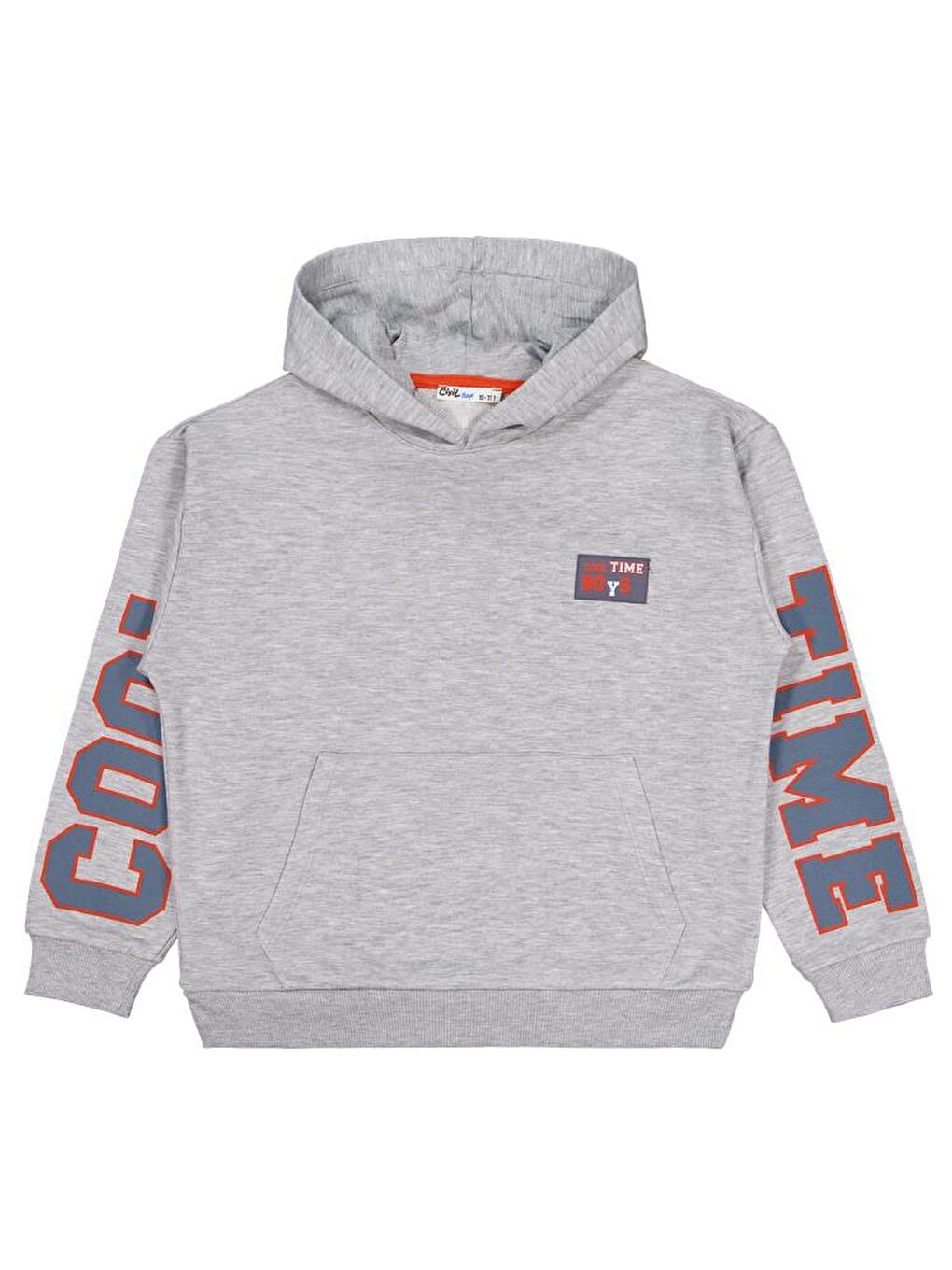Gri Boys Cool Team Baskılı 10-13 Yaş Sweatshirt-1