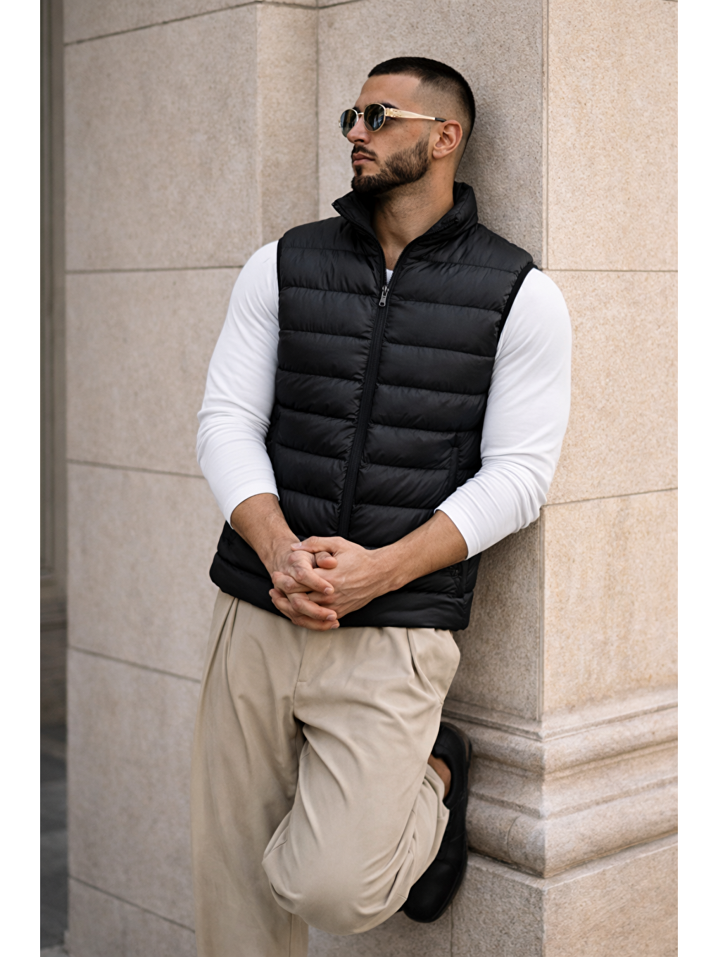 Erkek Kışlık Astarlı Basic Siyah Şişme Yelek-5