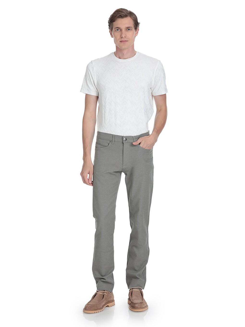 Haki Regular Fit Pamuklu 5 Cep Kanvas Pantolon-1