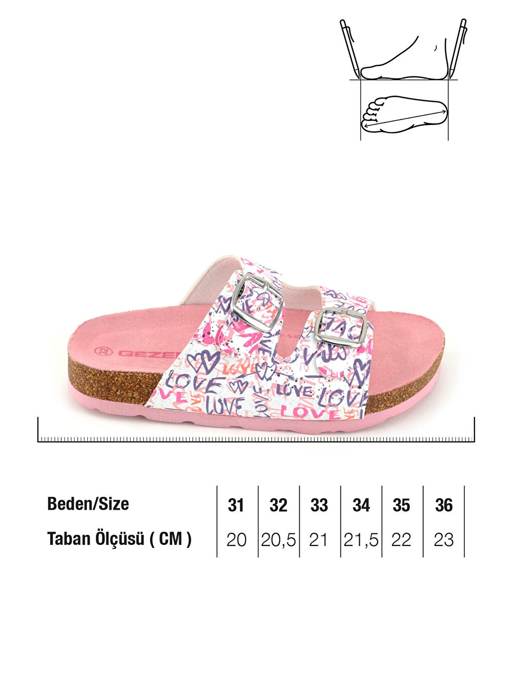 Pembe Kız Çocuk Yazlık Rahat Mantar PVC Taban İki Toka Ayarlanabilir Günlük Terlik-1
