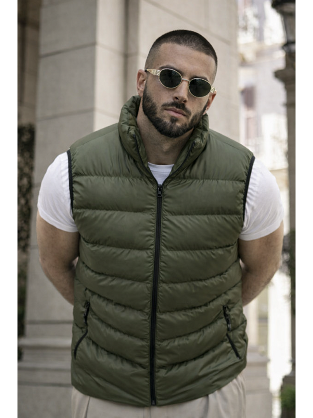 Erkek Kışlık Astarlı Basic Haki Şişme Yelek-1