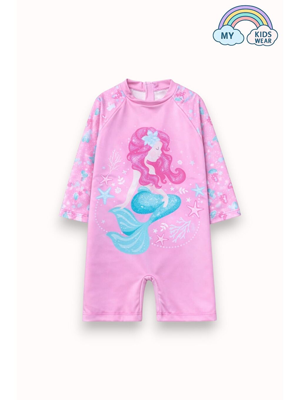 Ekru Kız Çocuk Deniz Kombini 3’lü Set – Mayo, Havlu ve Bone 12578-2