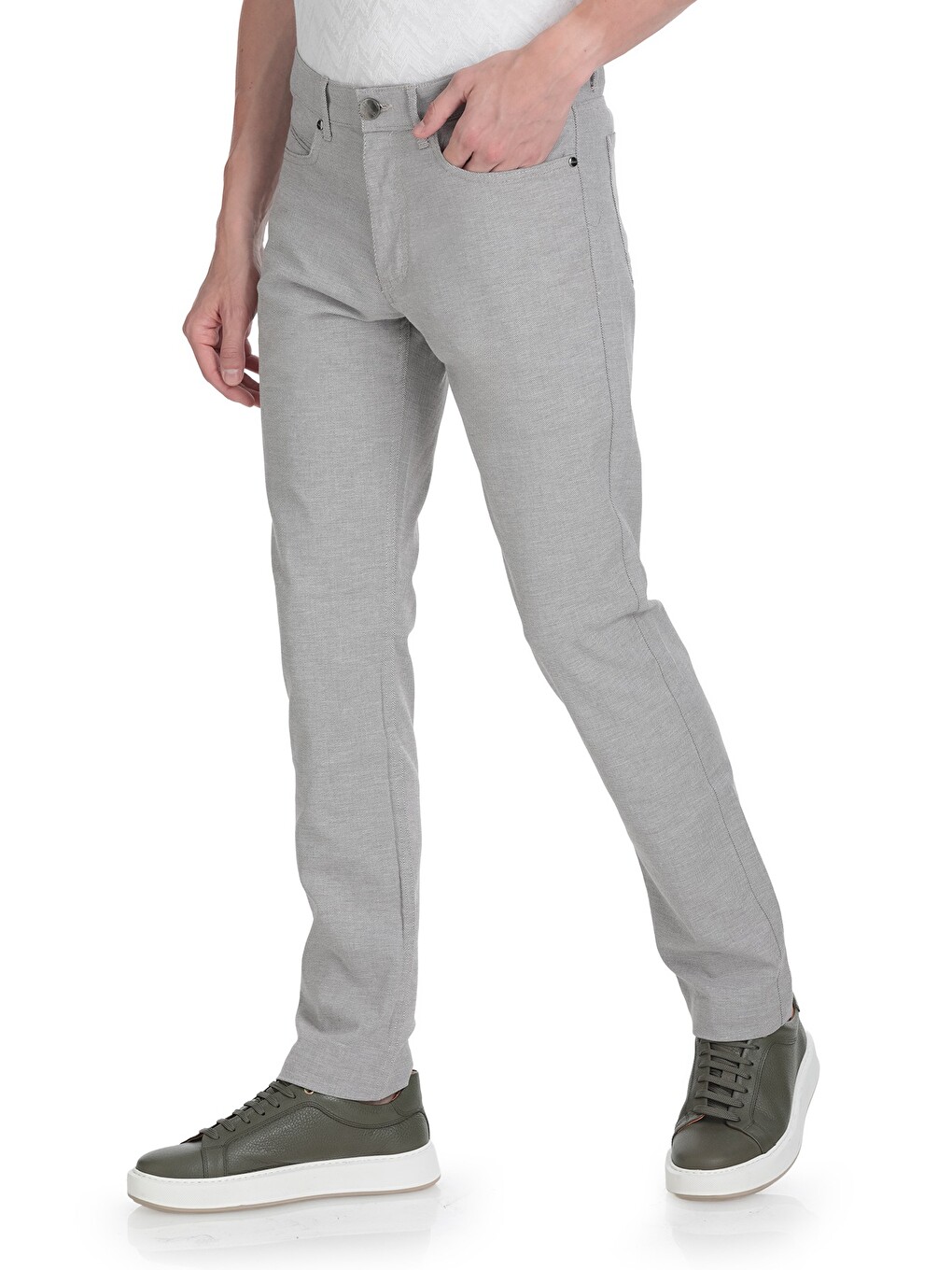 Bej Vizon Regular Fit Pamuklu 5 Cep Kanvas Pantolon