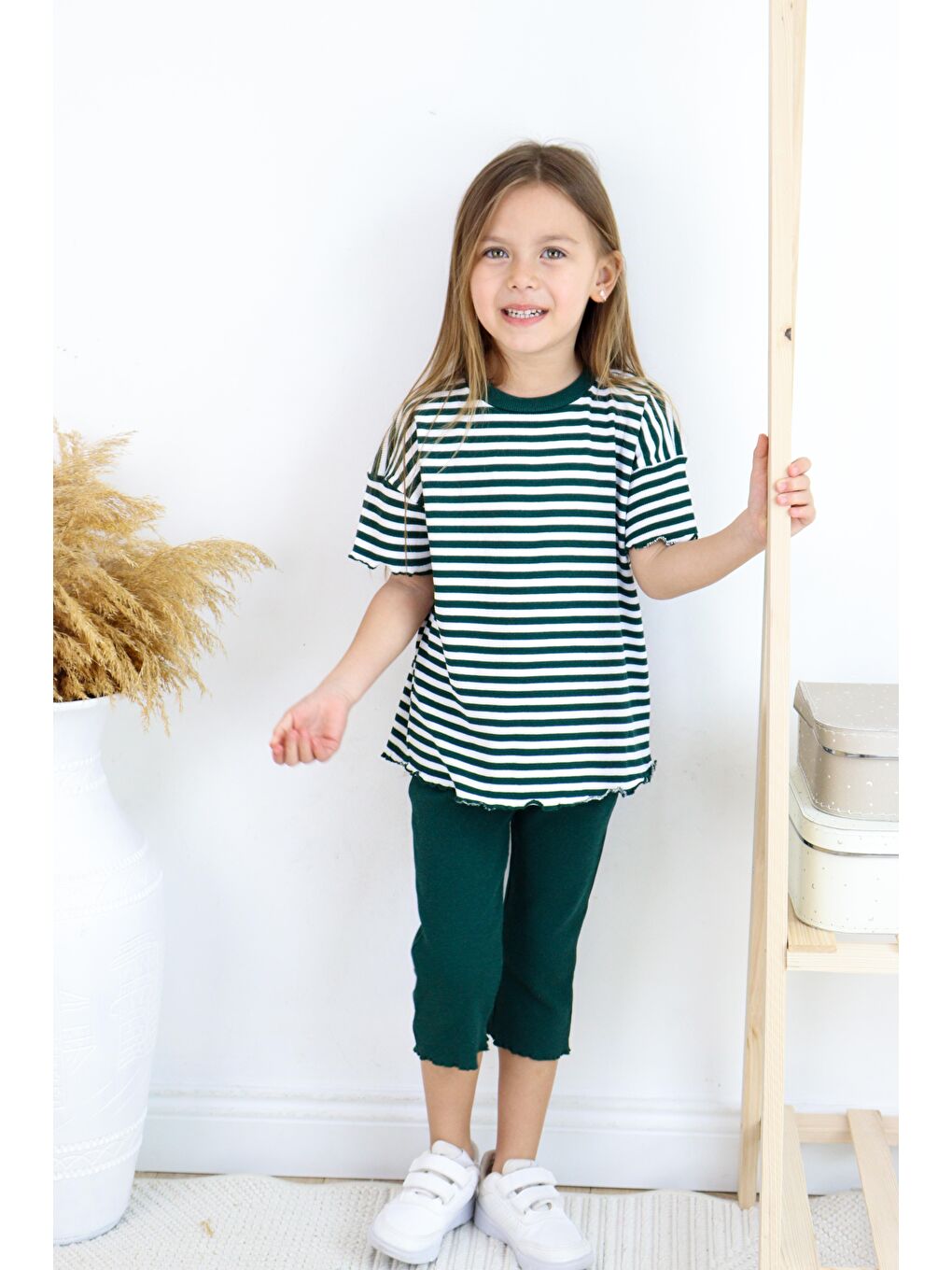 Yeşil Çizgili Kapri Kız Takım