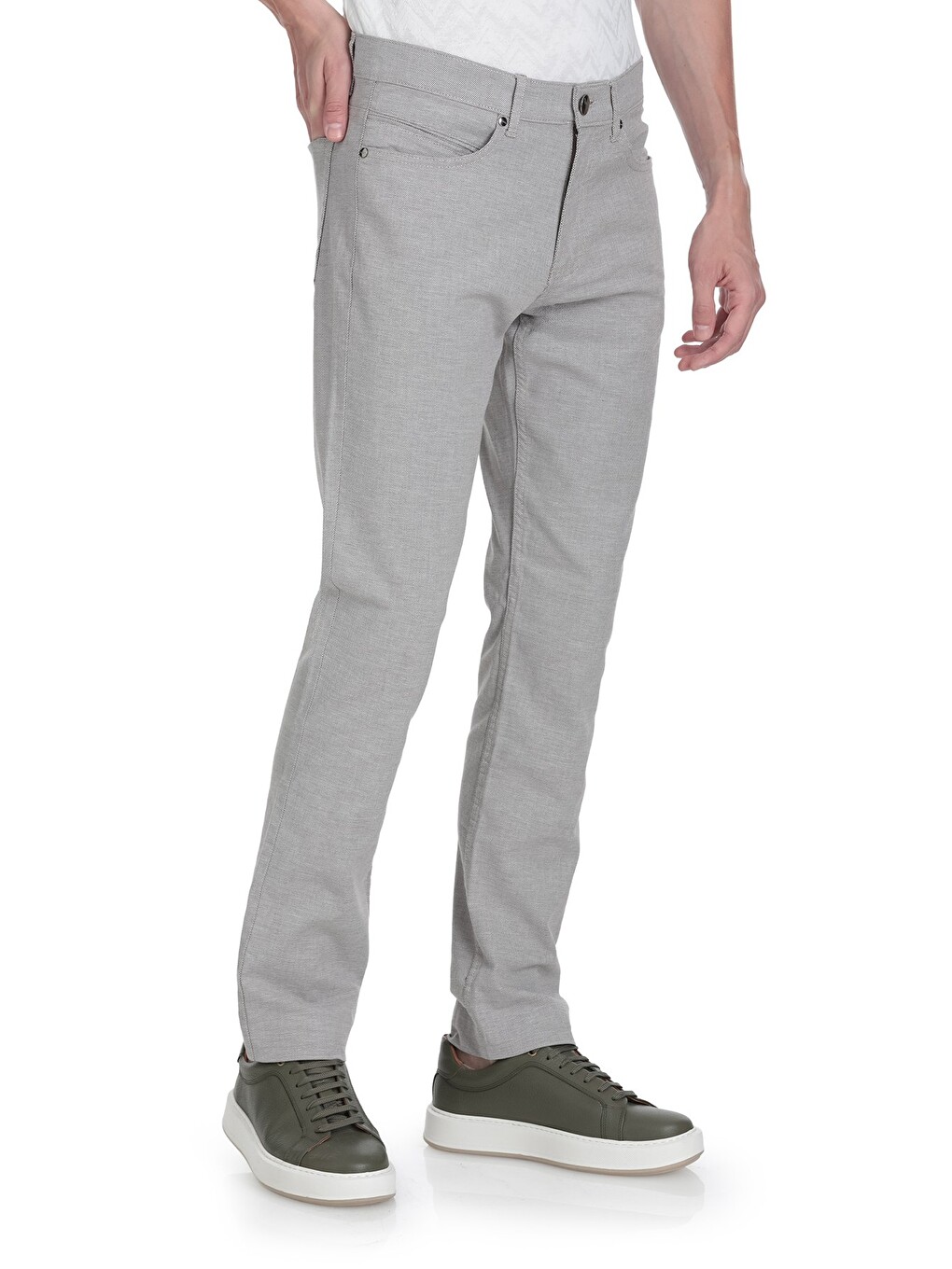 Bej Vizon Regular Fit Pamuklu 5 Cep Kanvas Pantolon-2