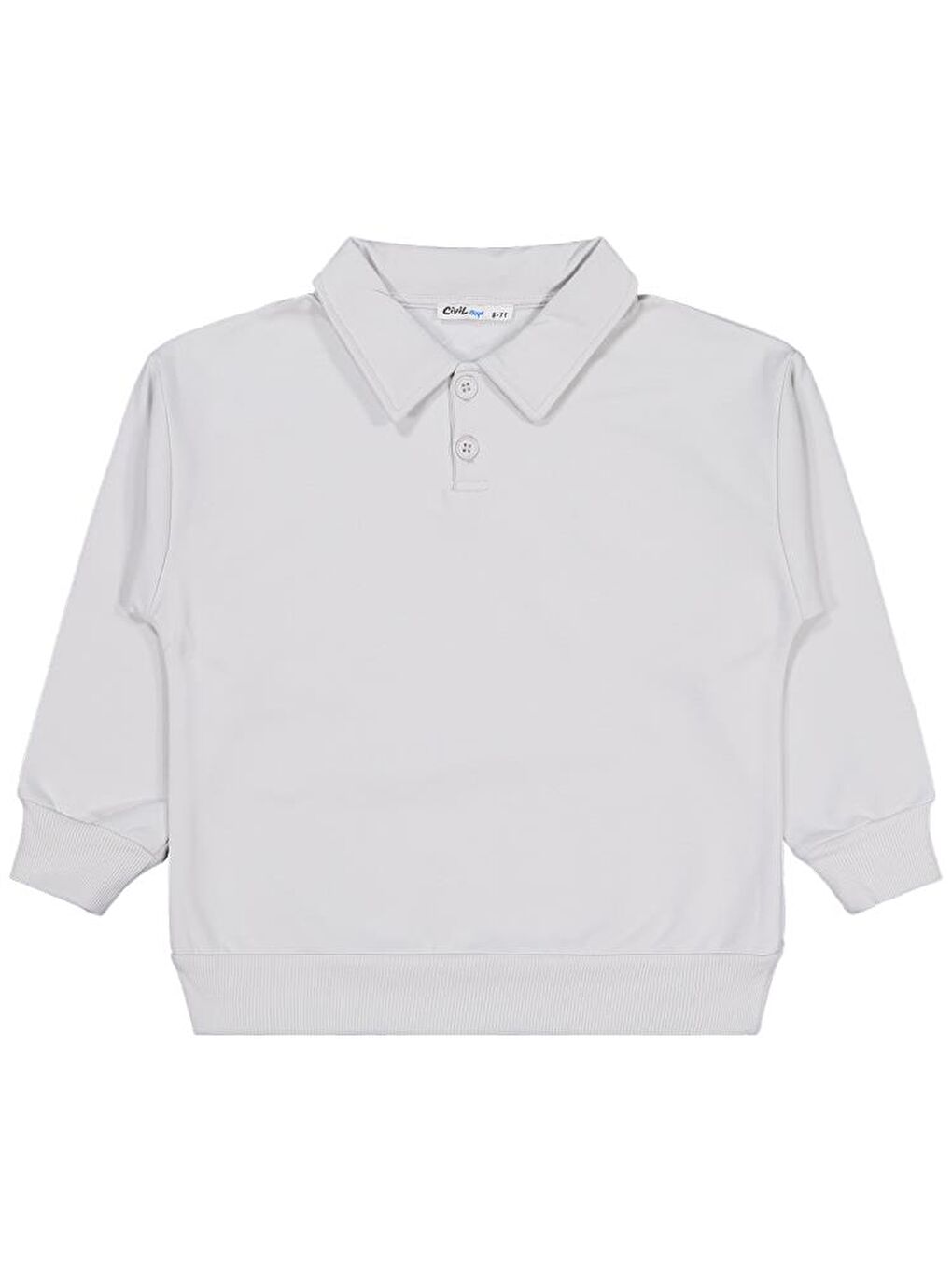 Gri Boys Pola Yaka 6-9 Yaş Sweatshirt-1
