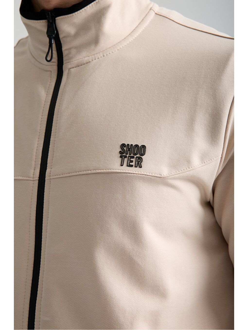 Bej  Erkek Luxe Eşofman Takımı Rahat Kalıp Manşetli Minimal Logo-3