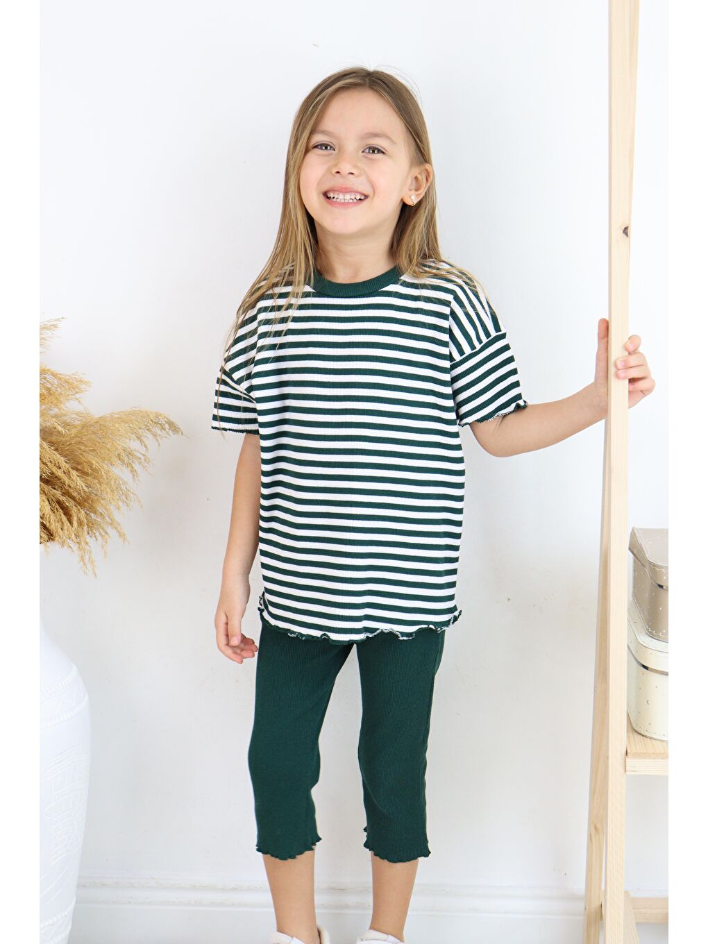 Yeşil Çizgili Kapri Kız Takım-1