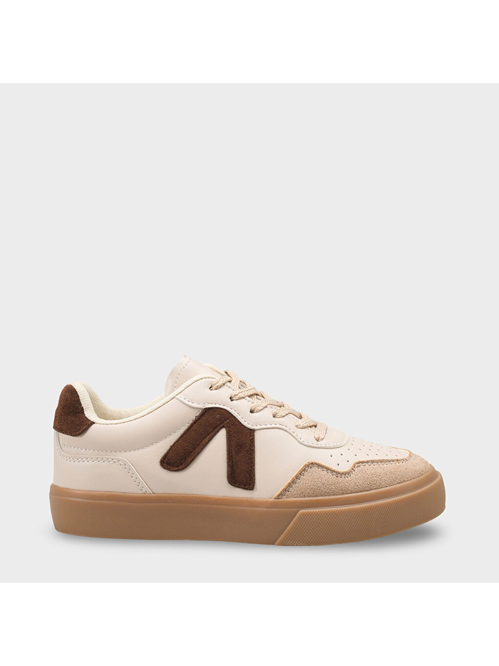 Kahverengi Lianna V Detaylı Bağcıklı Günlük Spor Kadın Sneaker Ayakkabı