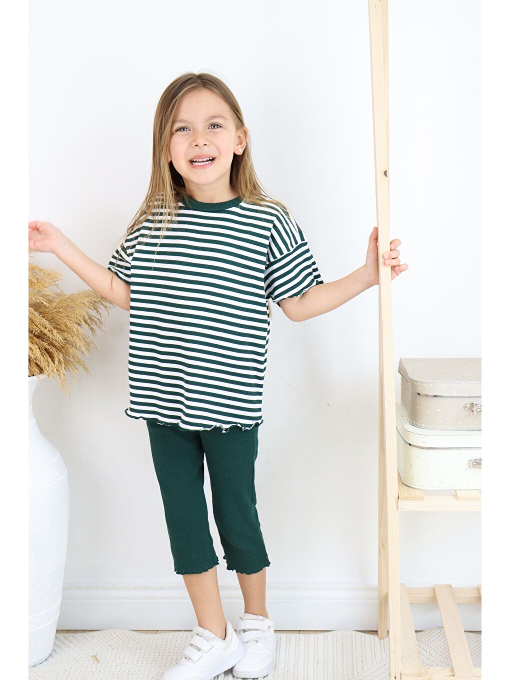 Yeşil Çizgili Kapri Kız Takım-2