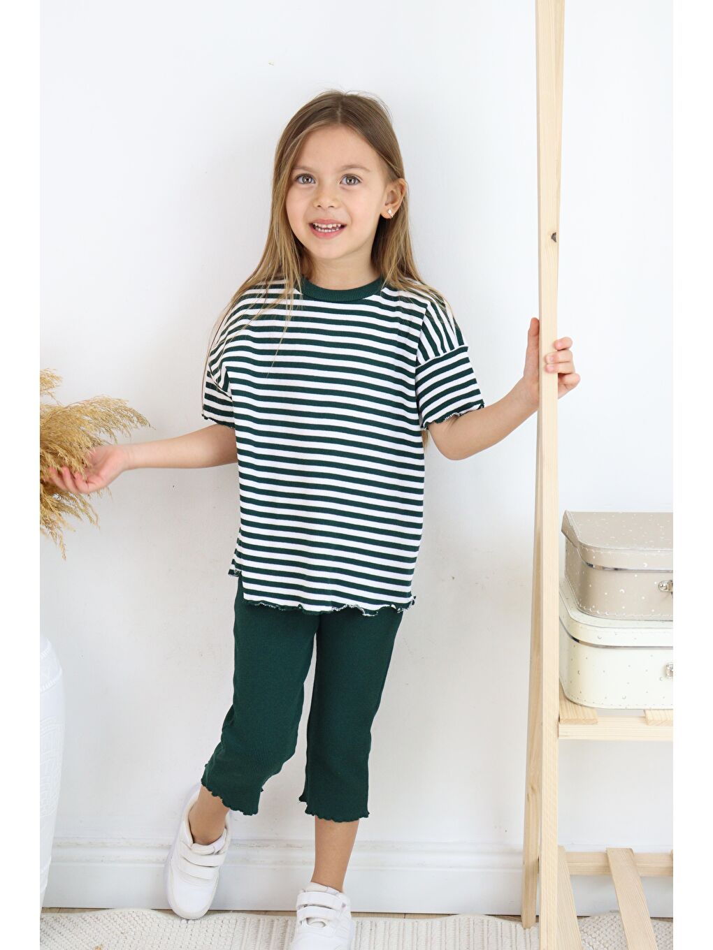 Yeşil Çizgili Kapri Kız Takım-3