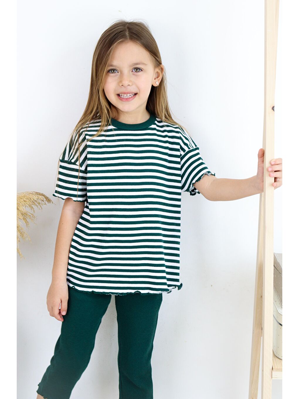 Yeşil Çizgili Kapri Kız Takım-4