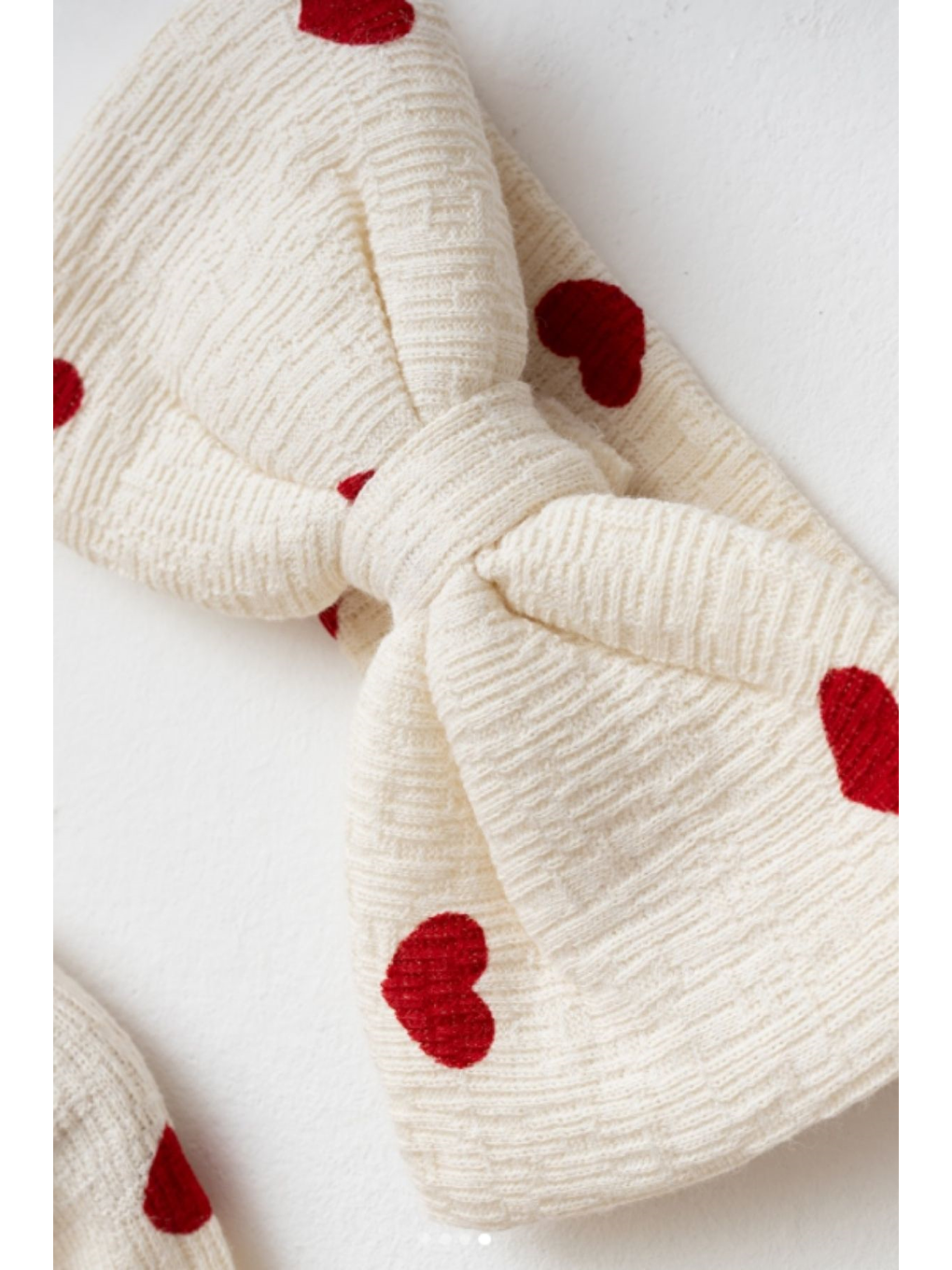 Kırmızı Kız Bebek Kalp Desenli Fırfırlı Müslin Tulum Seti-2