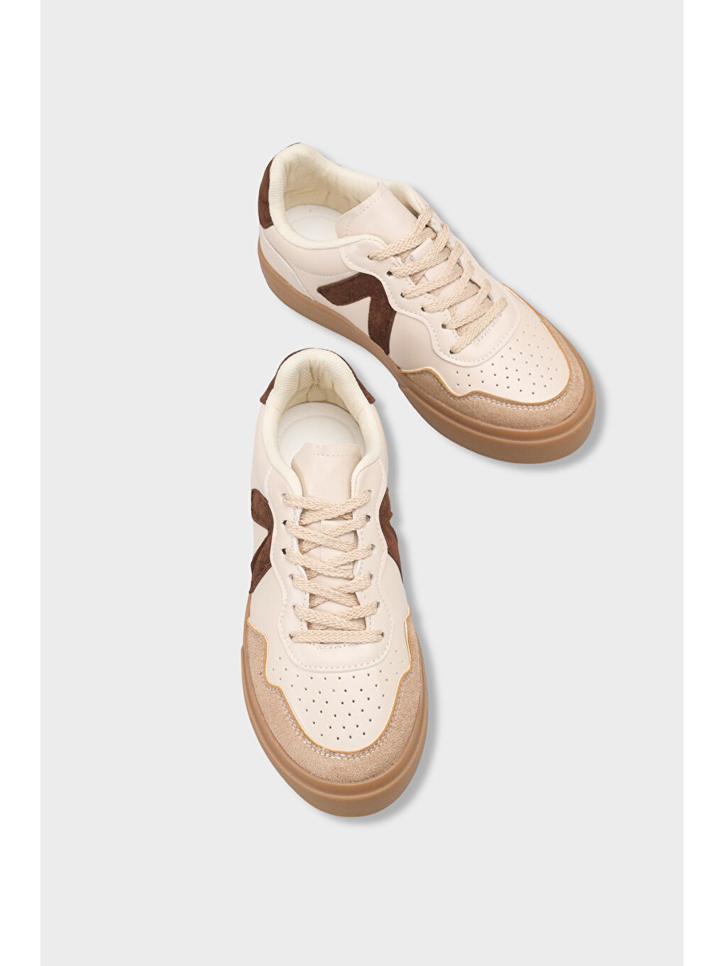 Kahverengi Lianna V Detaylı Bağcıklı Günlük Spor Kadın Sneaker Ayakkabı-6