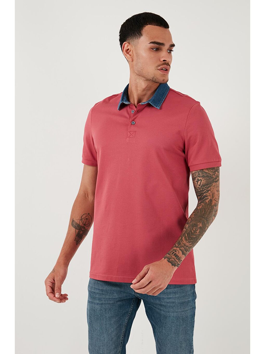 Buratti Pudra Pembe % 100 Pamuk Düğmeli Regular Fit Polo Yaka T Shirt Erkek Polo Yaka T Shirt 5902134 - 1