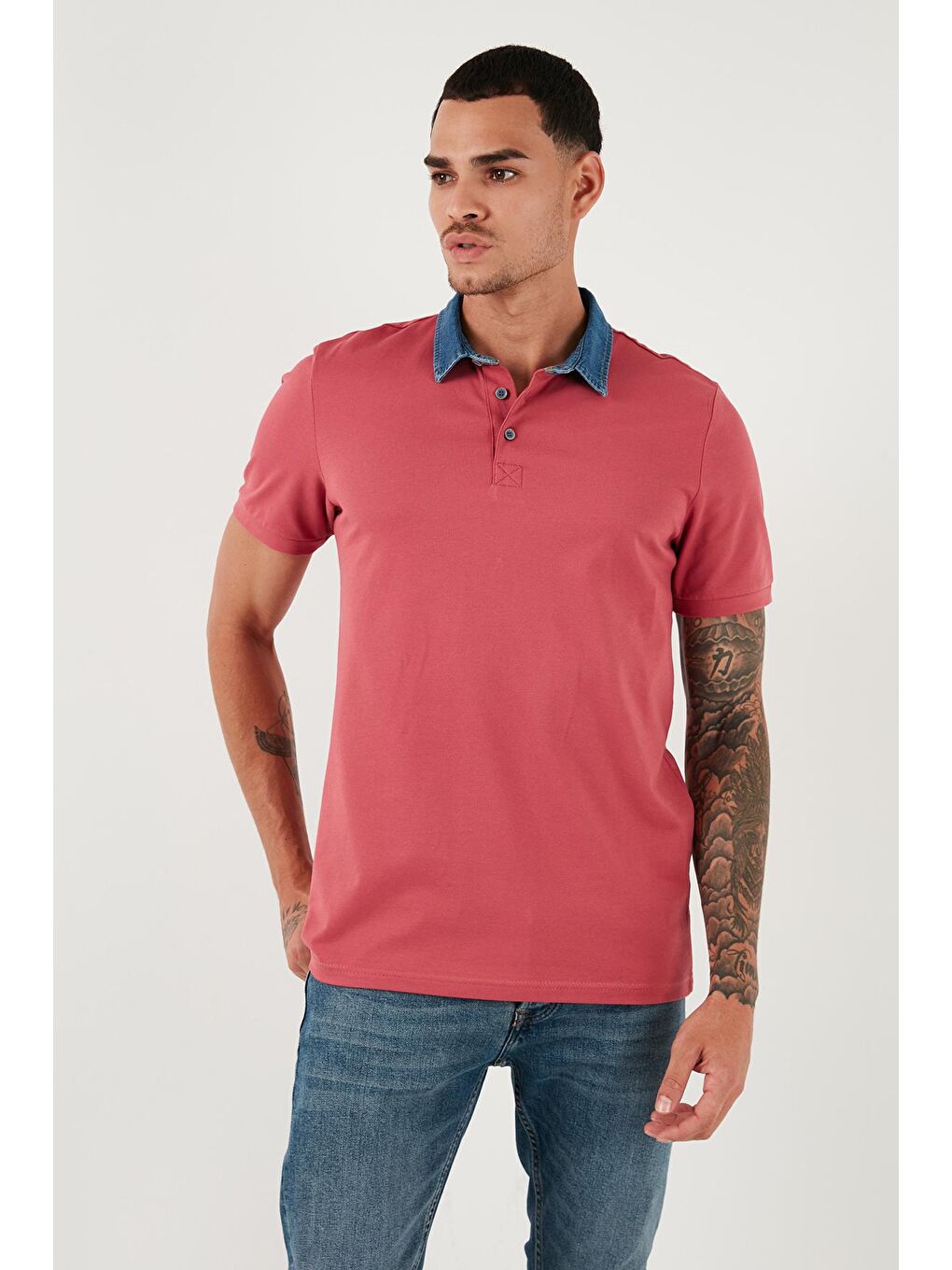 Buratti Pudra Pembe % 100 Pamuk Düğmeli Regular Fit Polo Yaka T Shirt Erkek Polo Yaka T Shirt 5902134 - 2