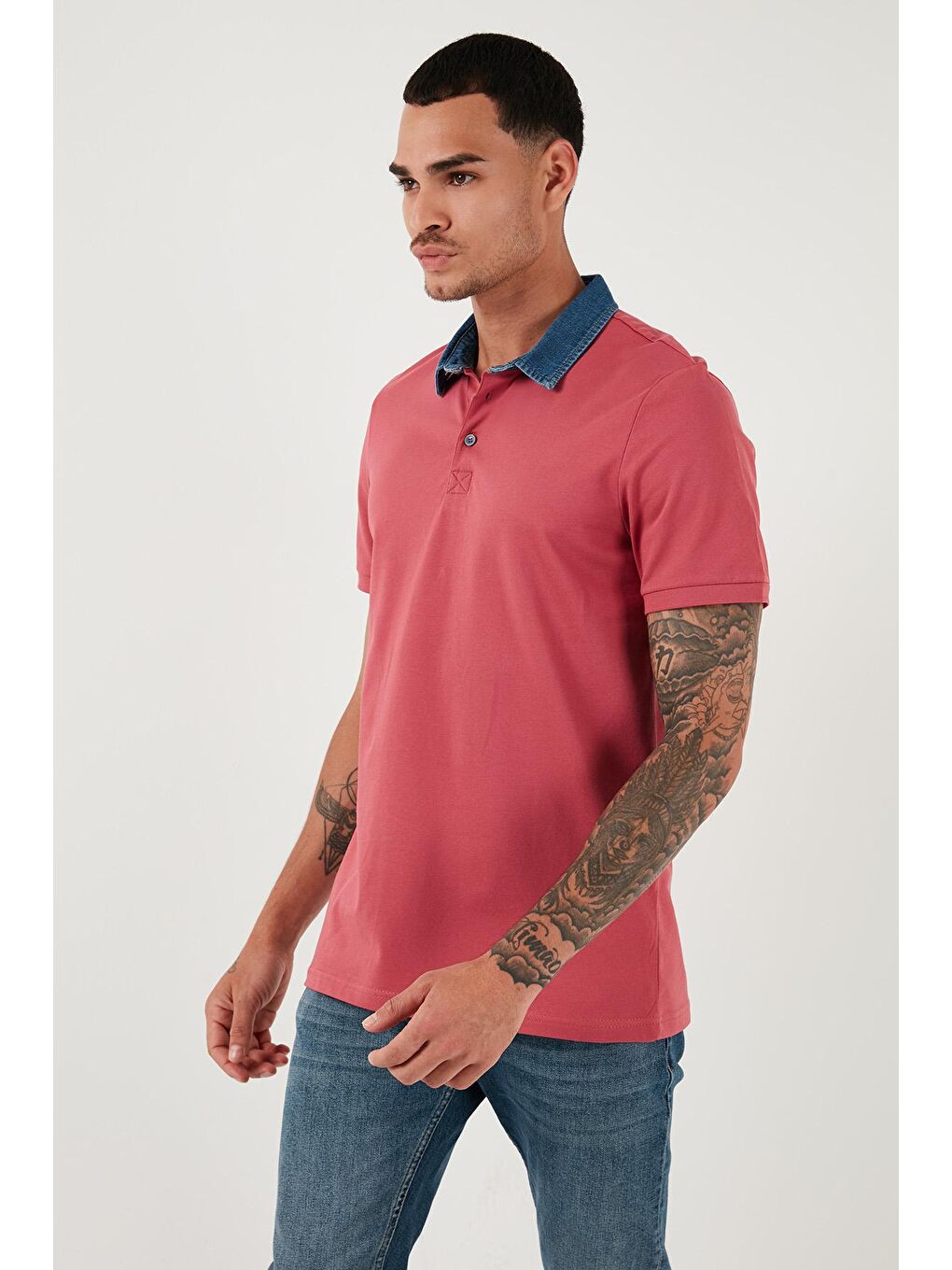 Buratti Pudra Pembe % 100 Pamuk Düğmeli Regular Fit Polo Yaka T Shirt Erkek Polo Yaka T Shirt 5902134 - 3