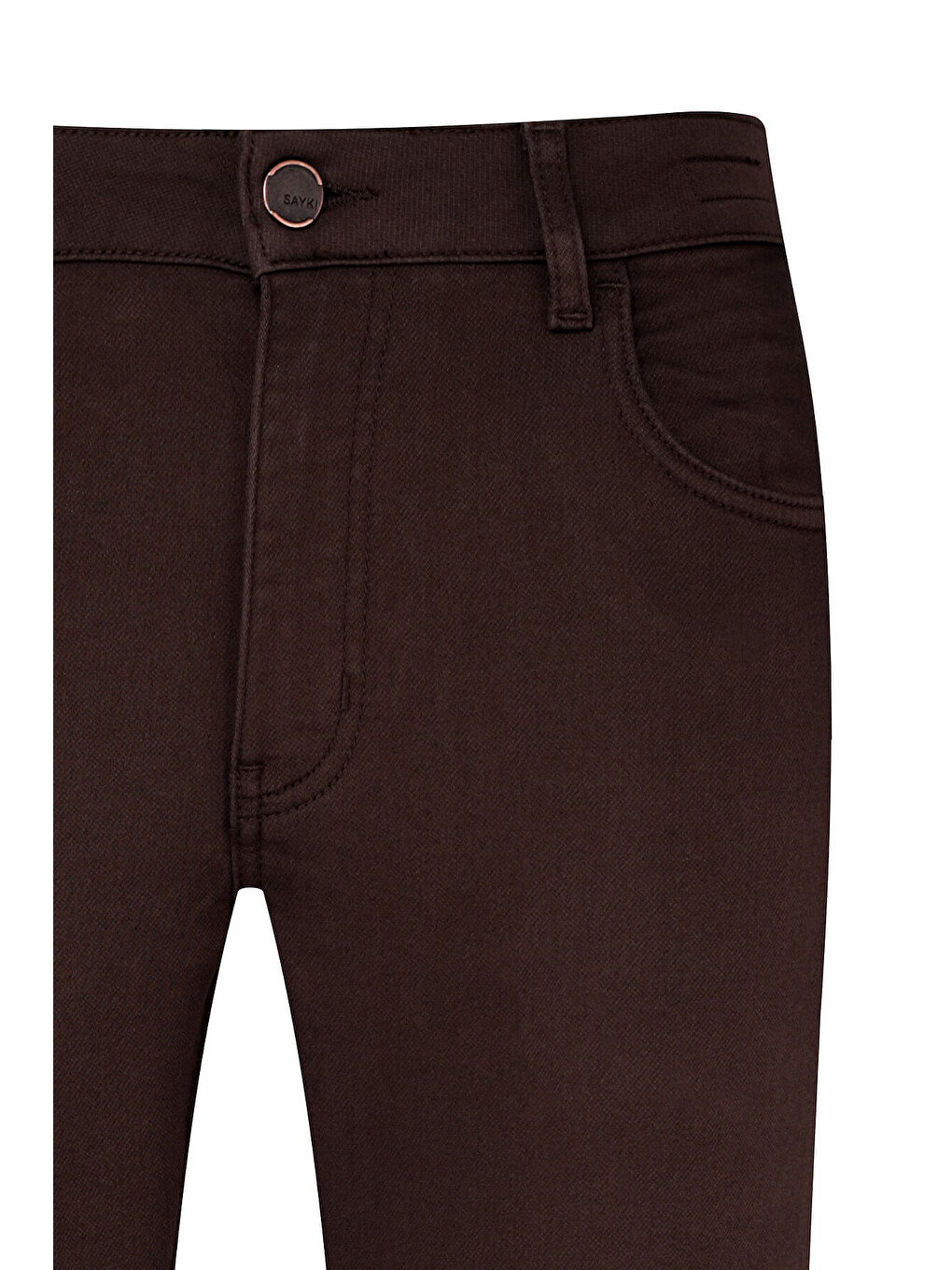 Kahverengi Slim Fit Pamuklu 5 Cep Kanvas Pantolon-1