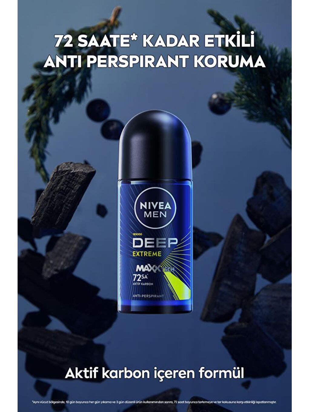 NIVEA Şeffaf Erkek Roll-on Deodorant Deep Extreme 50ml, 72 Saat Anti-perspirant Ter Koruma, Yeni Enerjik Koku - 2