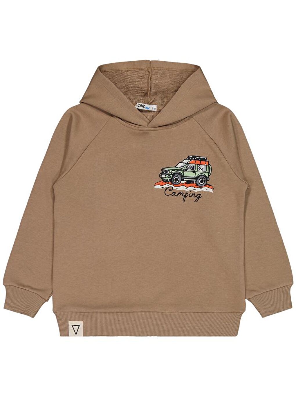 Kahverengi Boys Araba Camping Baskılı 6-9 Yaş Sweatshirt